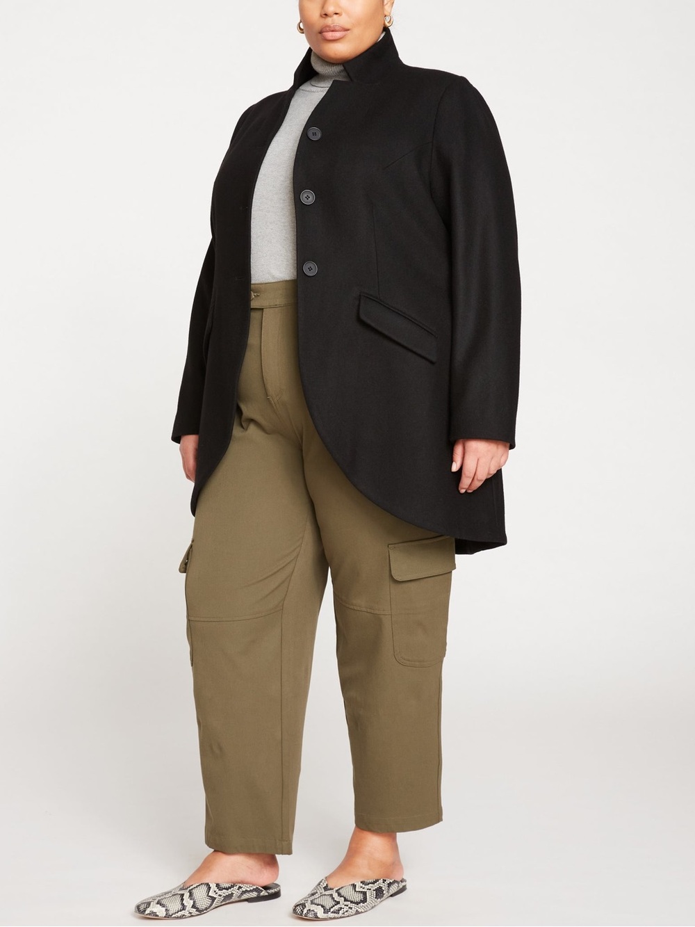 Universal Standard Beas Coat Wool Blend Black Tailored Classic M 18 - 20
